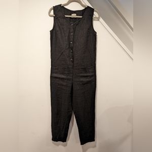OFFON Black Sleeveless Linen Jumpsuit, S
